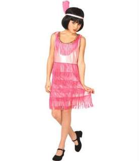 Girls PINK FLAPPER costume Dress Up Size 10 12 14 16 NIP 1920s fringe 