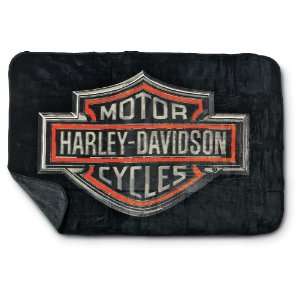  60x45 Harley Davidson® Raschel Throw Black / Orange 
