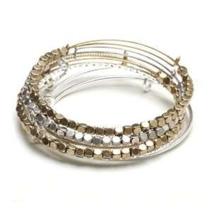 Bling Jewelry Stackable Two Tone Silver Gold Bead Expandable Wire 
