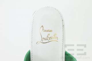 Christian Louboutin Green Patent Leather & Fox Fur Flat Sandals Sz 41 