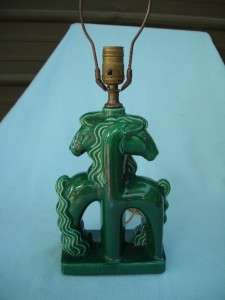 Art Deco Green Horse Lamp Vintage Light  
