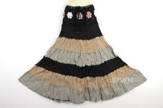   Tier Long Crochet Cotton Skirt Boho Hippy Hippie Gypsy sk032  
