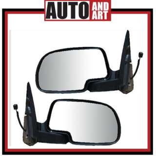   Set Black/Chrome Power Side View Mirror Assembly 99 02 GM Pickup Truck