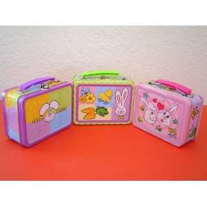  3 Pieces Easter Bunny Small Tin Lunch Box / Pencil Case 