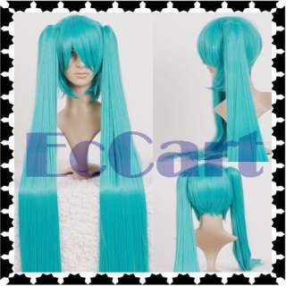 Vocaloid Hatsune Miku Blue 2 Ponytails 1.2M Cosplay Wig  