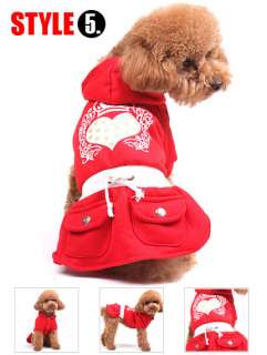 VARIOUS DOG HOODIE Dress Costume puppy clothes Jacket Coat XS S M L XL 