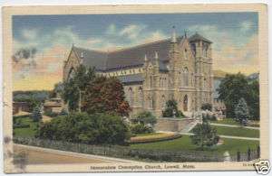 Immaculate Conception Church, Lowell, MA Postcard Linen  