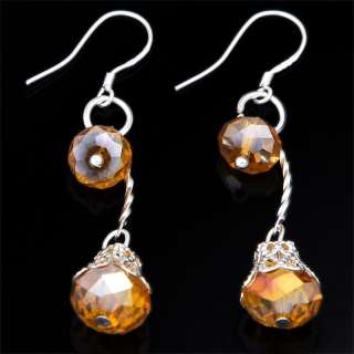 wholesale lot 14 color cats eye bead / crystal dangle earring DIY 