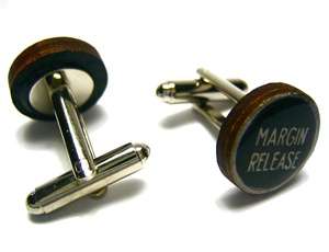 Margin Release Vintage Wood Typewriter Key Cufflinks  