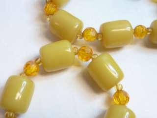 Vintage Yellow Butterscotch Beaded Necklace with Faceted Gold Beads 