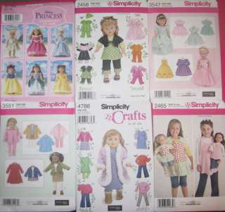 Simplicity 18 Doll Clothes Pattern American Girl Size  