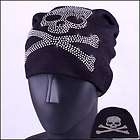   Skeleton Skull BEANIE Crochet Knit Cap Men Women Black Hat / HU TJ