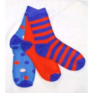 Childrens Mismatched Socks Colorful Stripes and Dots in Purple, Blue 