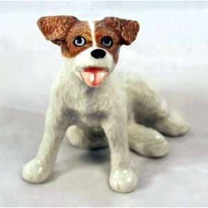 JACK RUSSELL TERRIER DOG Puppy Sits MINIATURE New Porcelain Figurine 