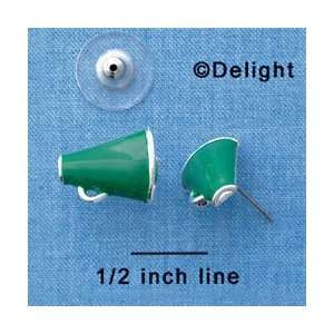 F1269 tlf   Mini Green Megaphone   Post Earrings (1 Pair 