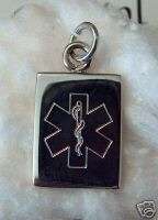 Sterling Silver Engraveable Medical Alert ID Charm  