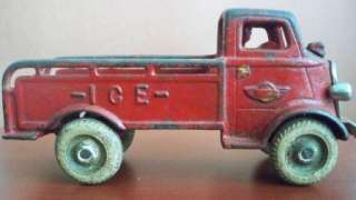   ANTIQUE CAST IRON RED ARCADE ICE Delivery TRUCK TOY CAR USA  