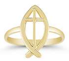 New Christian Ichthus Ring in 14K Solid Yellow Gold Wedding Fine 