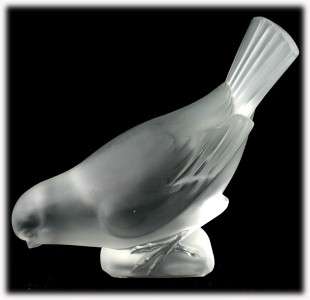 Lalique France Crystal Bird Paperweight Figurine Satin Art Glass 