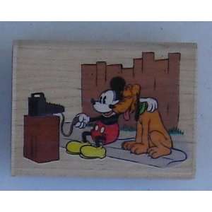  Mickey Mouse & Pluto With Camera Wood Mounted Rubber Stamp 