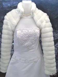 WHITE Faux Fur Bolero Jacket Coat Wrap Bridal XS XXL  