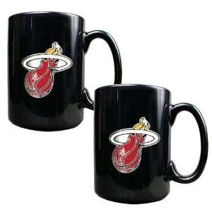  Miami Heat NBA 2pc Black Ceramic Mug Set   Primary Logo 