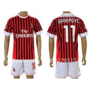  red black ac milan ibrahimovic #11 home white 11 12 soccer 