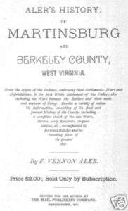 1888 History Martinsburg & Berkeley Co West Virginia WV  