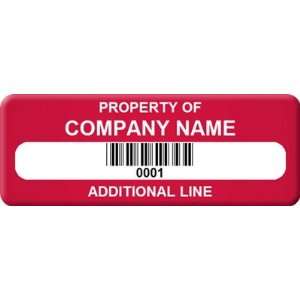  Barcode Custom Asset Tag, two lines of text AlumiGuard Metal Tag 
