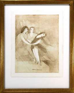 RARE MARIE LAURENCIN SIGNED EDITIONED ETCHING THREE BALLET DANCERS 