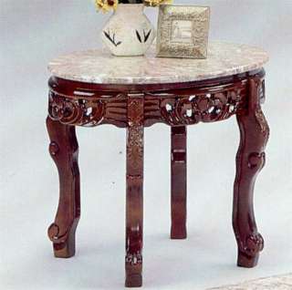 Cherry / Oak Wood Oval Marble Top End Side Table NEW  
