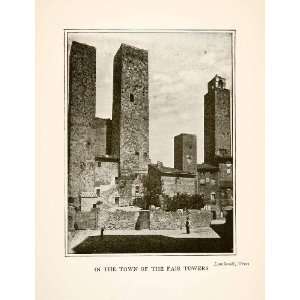  1902 Print Fair Towers Tuscany Italy Historic Medieval 
