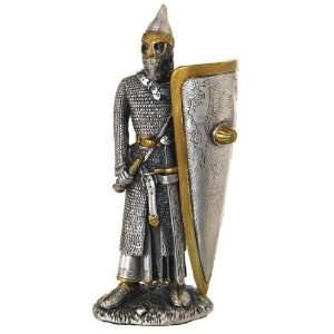  Figurine Medieval Warrior w/ Long Shield Pewter Made