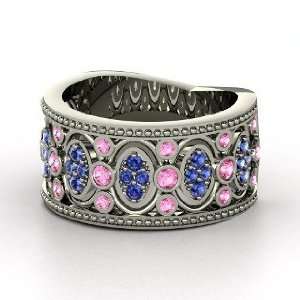 Renaissance Band, Palladium Ring with Pink Sapphire & Sapphire