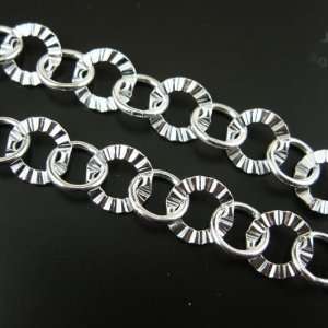  Sterling Silver Bulk Chain   Textured Circle with Smooth 
