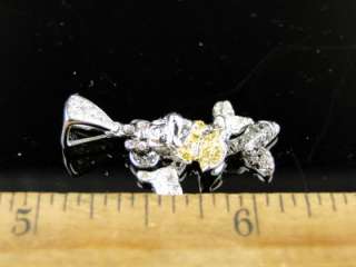 WHITE GOLD FINISH CARTOON MINNIE MOUSE COLOR DIAMOND PENDANT CHARM 1.2 