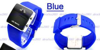   Sport LED Silicone Digital Date Lady Men Mirror Wristband Watch  