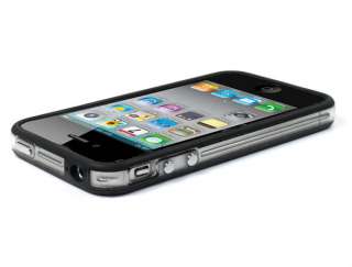 TPU Clear Bumper Case Cover Skin+Metal Buttons For Apple iPhone 4S 4 
