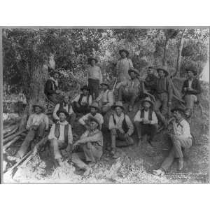   group of cowboys,17 Cowboys posed informally,c1904