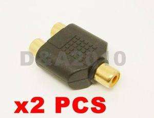 Gold Plated 2 RCA female jack to 1 RCA female Adapter  