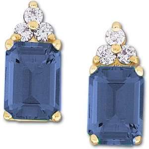 14K Yellow Gold Iolite and Diamond Earrings Jewelry