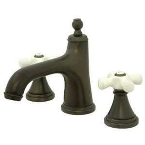 Heritage Widespread Bathroom Faucet with Porcelain Cross Handle Finish 