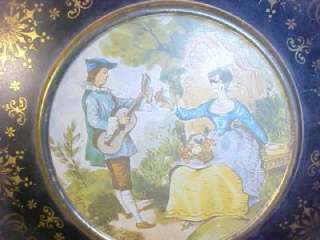 Antique Vintage Cookie Tin ATLANTIC CAN N.J. Love Scene  