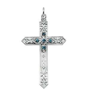   Silver March 34.75X22.50 mm Birthstone Cross CleverEve Jewelry