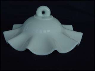 Antique Old White blown Glass smoke bell for oil lamp Crimped rim 