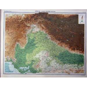 1920 Map India North Western Section Colour 