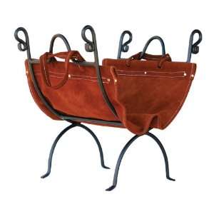   LOG HOLDER WITH SUEDE LEATHER CARRIER W 1196 Log Rack