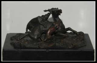 Unusual Antique Mini Bronze Sculpture Deer & Dogs NR  