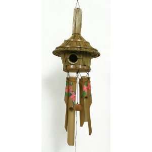    Hawaii Wind Chime Carved Bamboo Hut 21 in. 