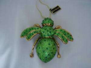 Joan Rivers Green Glitter Bee Christmas Ornament Boxed  